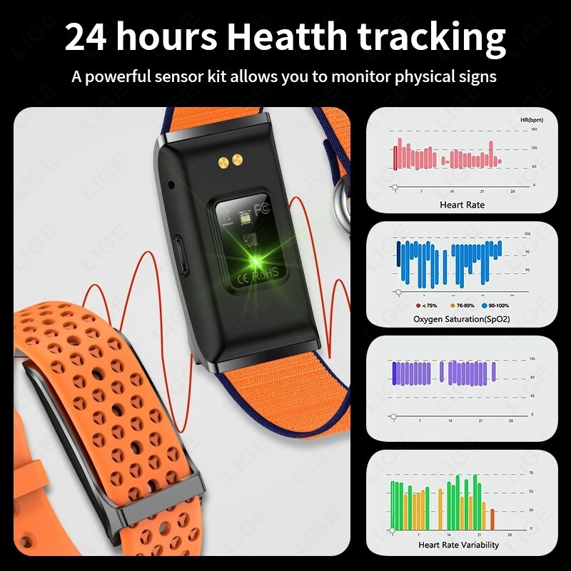 NEW Smart Watch Men Women Screenless Sport Fitness Tracker Heart Rate Waterproof