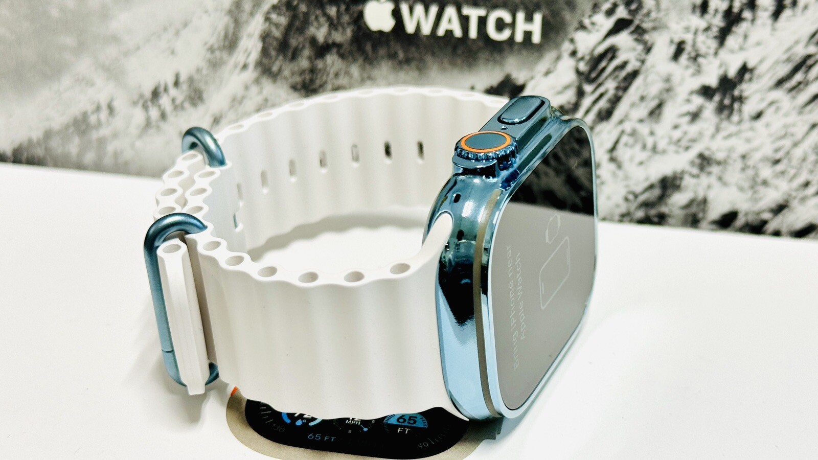 SKY BLUE Apple Watch ULTRA 3 49mm Titanium Custom Polished Anodized White Ocean