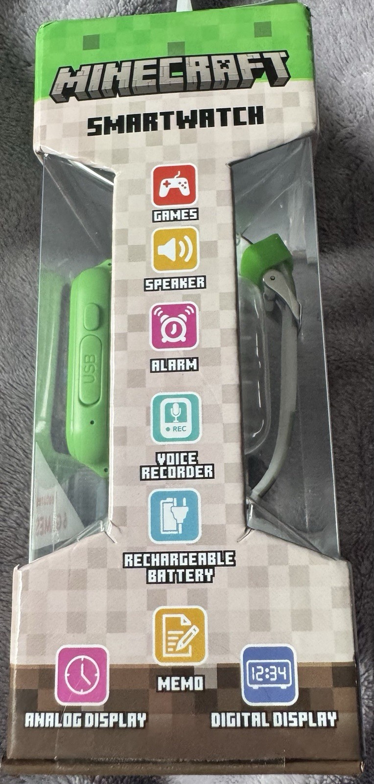 Minecraft Smartwatch (Green)Touch Screen, camera, fun games & more- A14