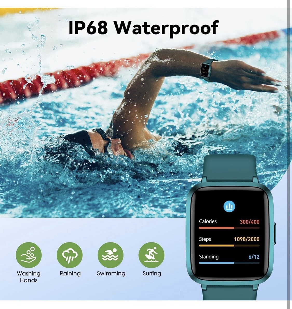 Smart Watch Multi-Sport Modes Fitness Tracker Heart Rate Sleep Monitor Breathing
