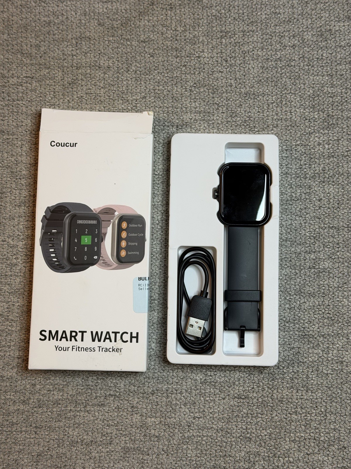 Coucour Smart Watch Fitness Tracker Black New Open Box