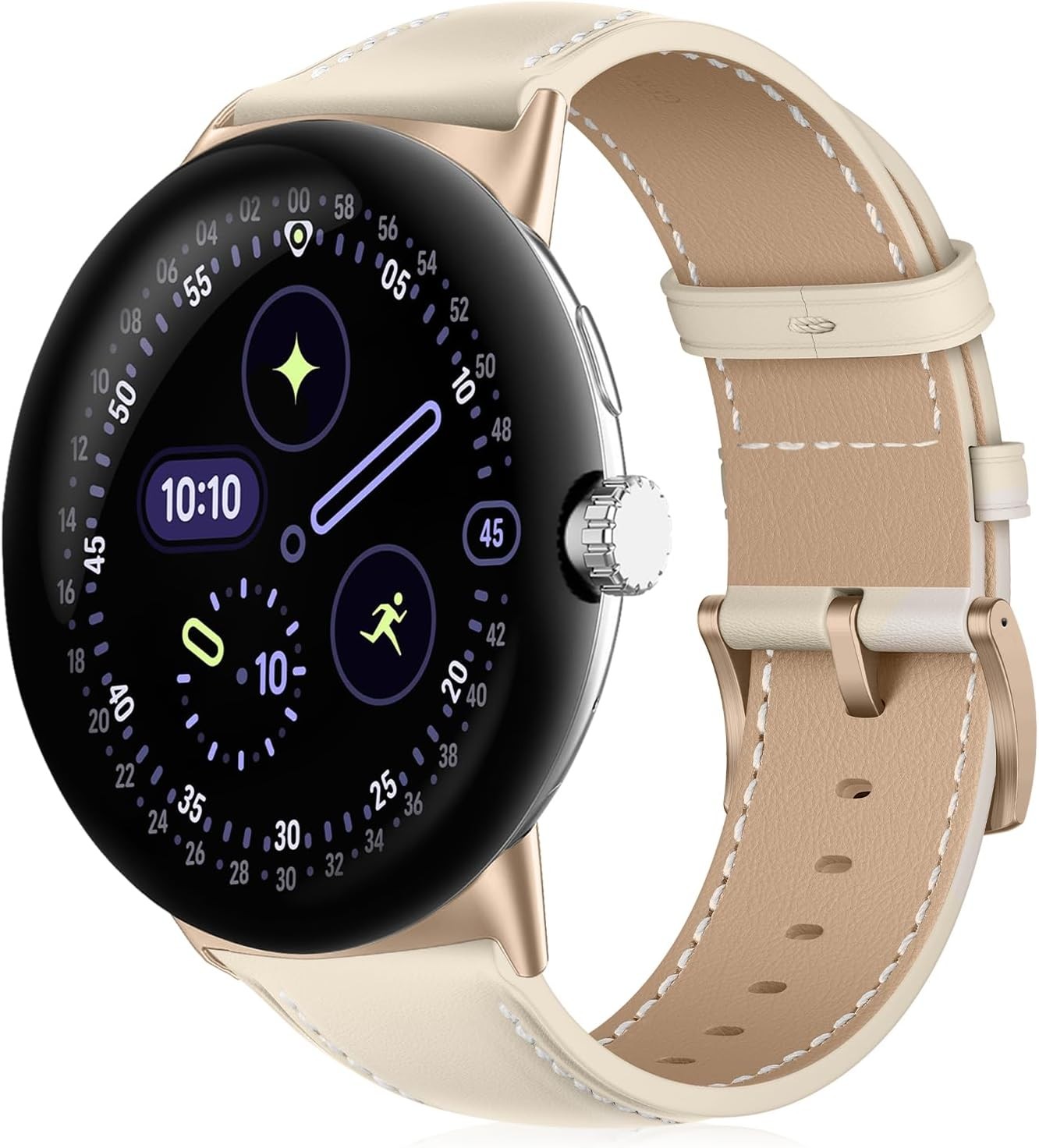 Slim Leather Strap Compatible with Google Pixel Watch 4 41mm, Off-White