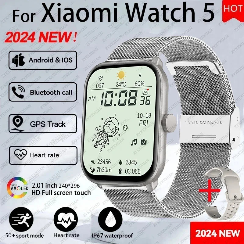 Xiaomi Watch 5 HD AMOLED Display Heart Rate Bluetooth Call GPS Track Waterproof
