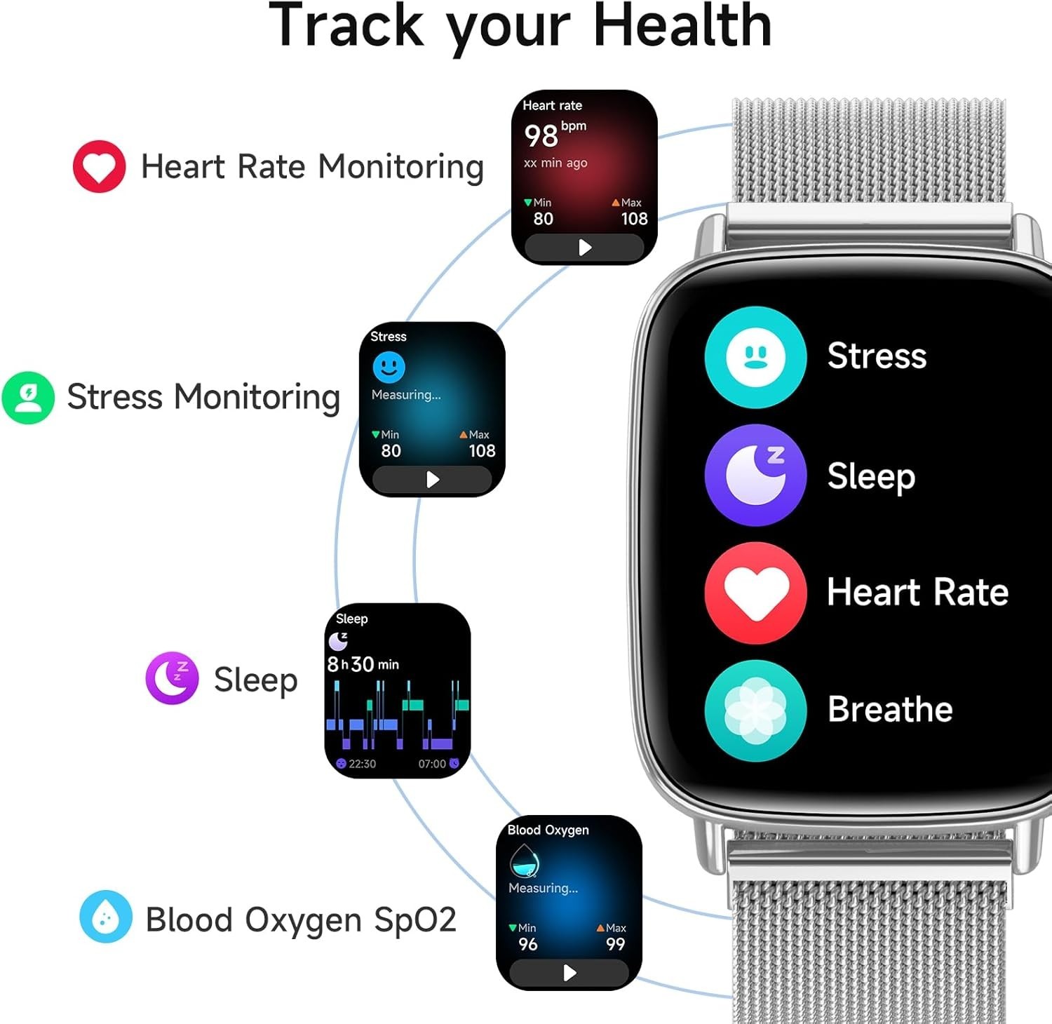Smart Watch for Women, 1.85″ HD Smartwatch Compatible Iphone/Samsung/Android (An