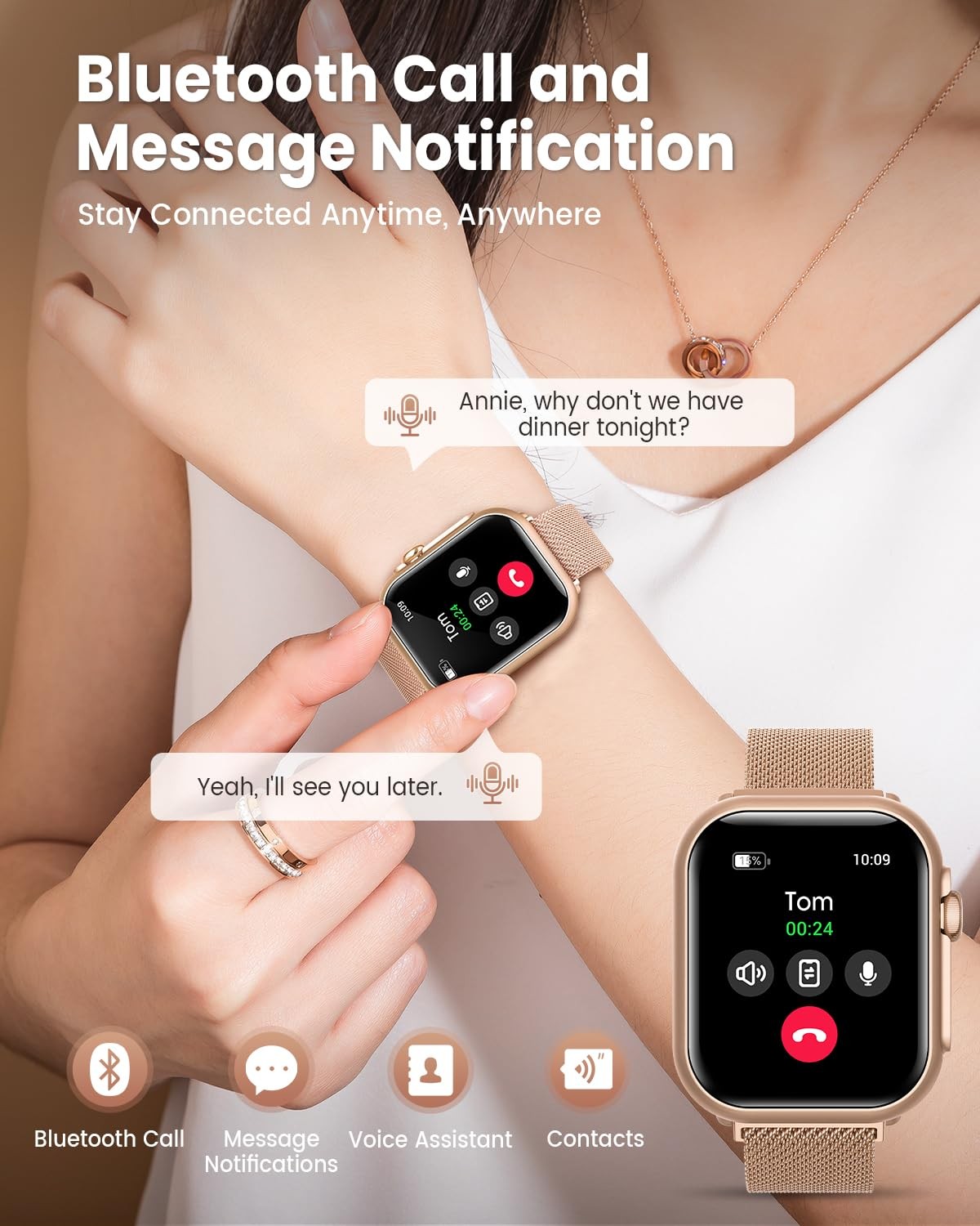 Smart Watch for Women for iPhone Android: 1.85″Smartwatch with Make/Answer Ca…