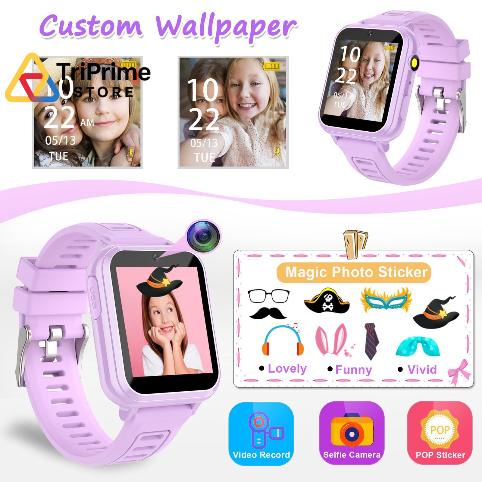 Kids Smart Watch Girls Gifts for 0.32 inches x 1.4 x 8 inches, Purple