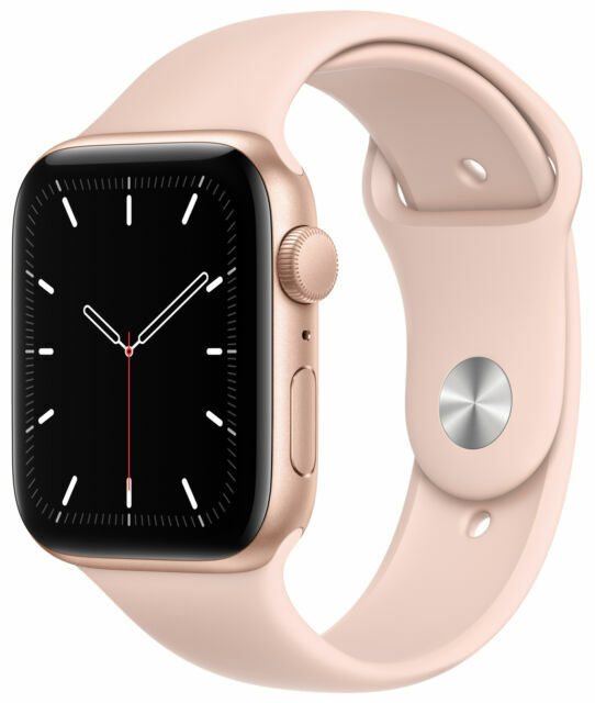 Apple Watch SE 44mm Gold Aluminum Case with Pink Sand Sport Band – Regular (GPS)