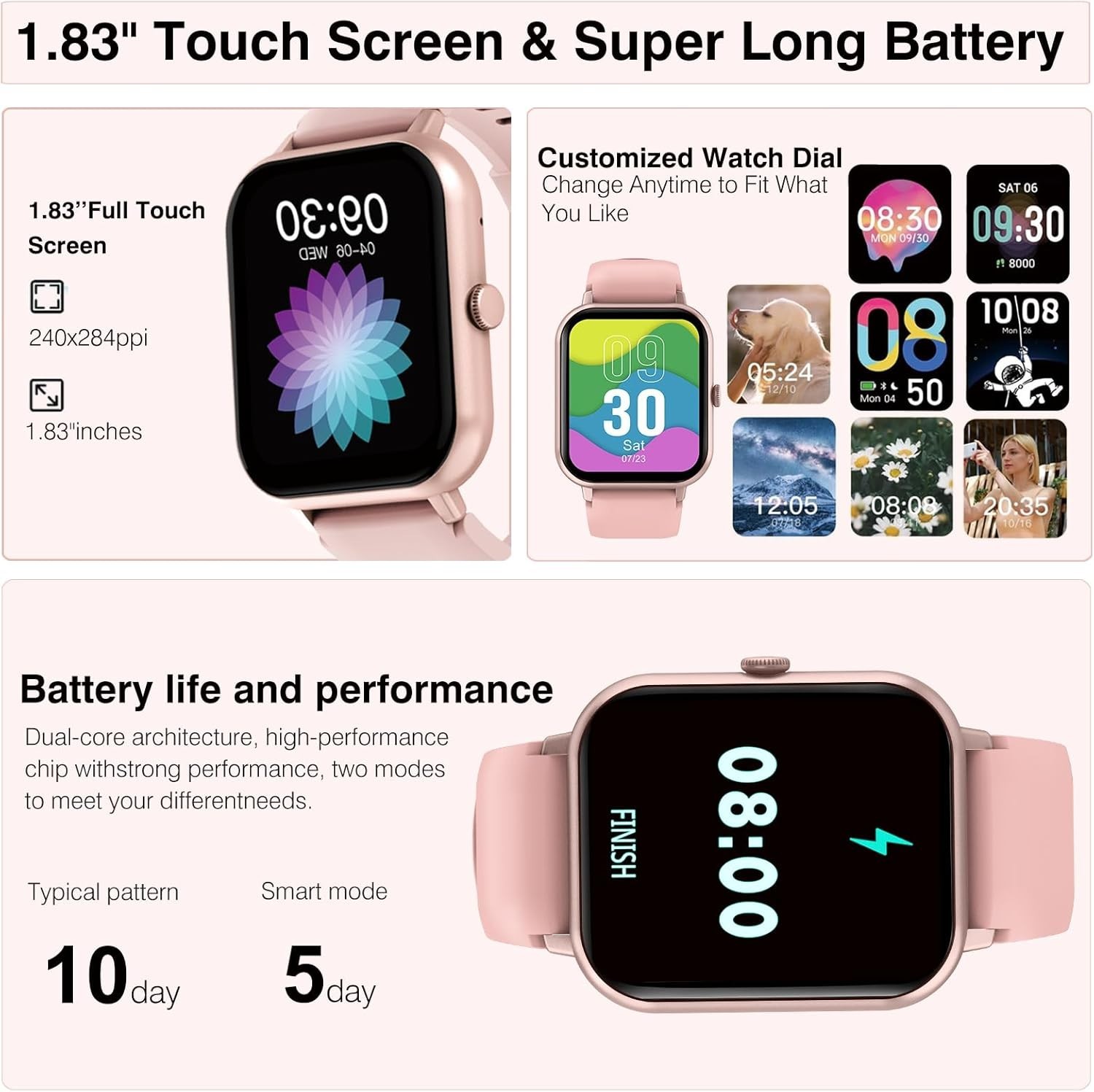 Women’s Small Smart Watch SmartWatch For Apple iPhone iOS and Android