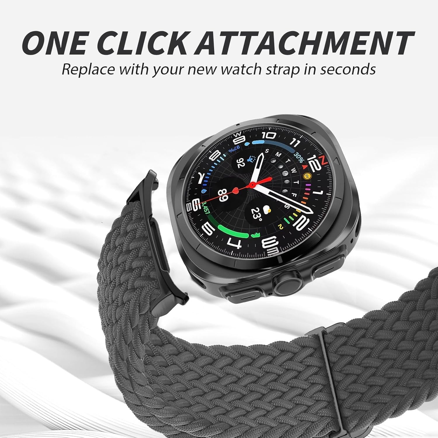 Braided Elastic Band for Samsung Galaxy Watch Ultra 47mm, Adjustable and Breatha