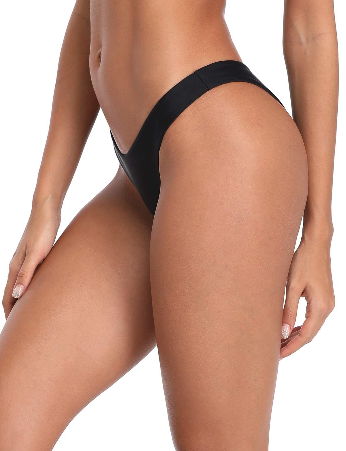 Women’s Black Super Cheeky Brazilian Cut Bikini Bottom Size Medium