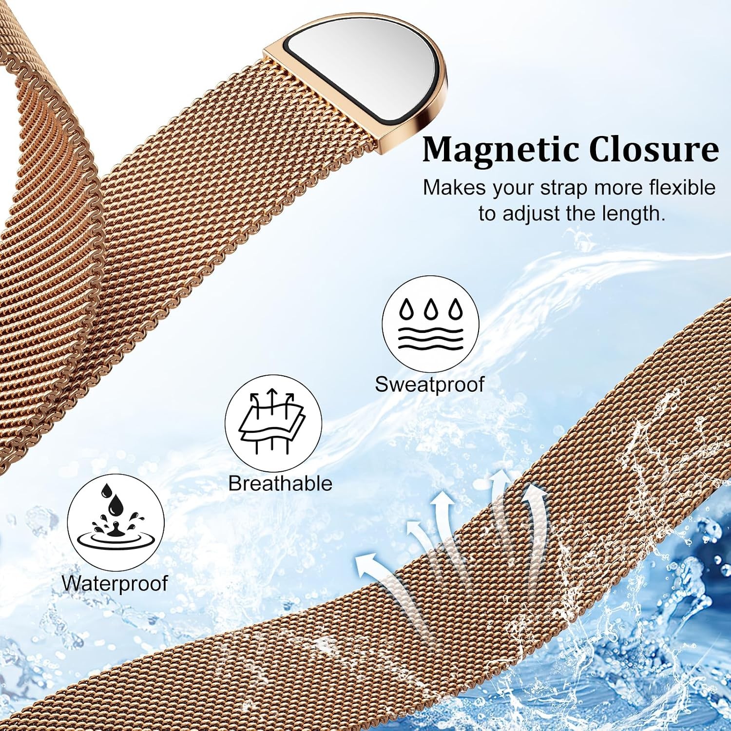 Stainless Steel Mesh Loop Case for Apple Watch 38mm 40mm 41mm 42mm 44mm 45mm 46m