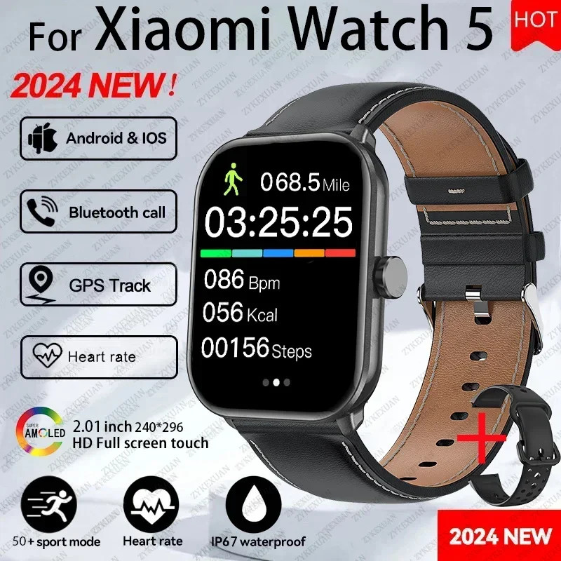 Xiaomi Watch 5 HD AMOLED Display Heart Rate Bluetooth Call GPS Track Waterproof