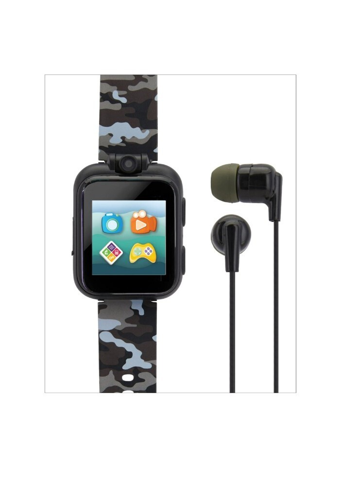 iTech Jr Kids Smartwatch. Earbuds & Smartwatch Set – Black Camo Print