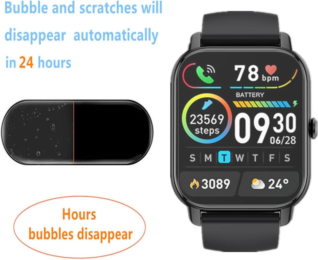 6-Pack Clear TPU Film Screen Protector for Quican ID208 PLUS Smartwatch 1.85