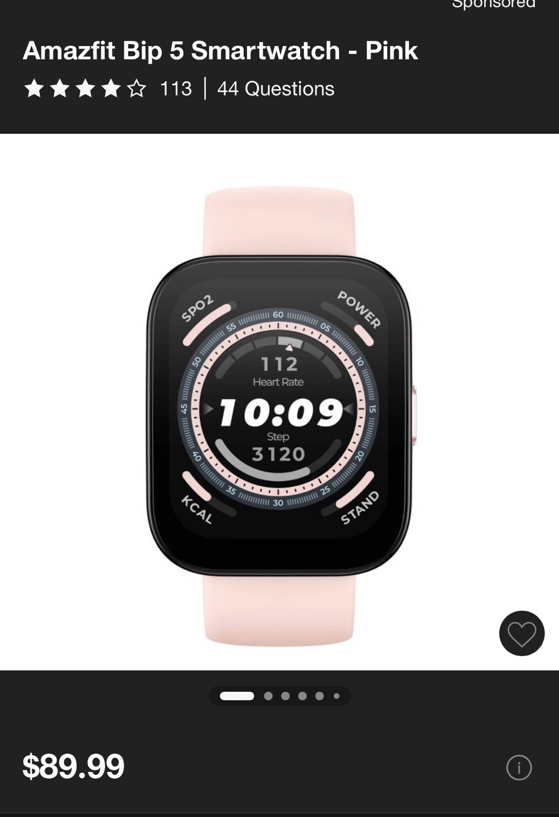 Amazfit Bip 5 Smartwatch Pink