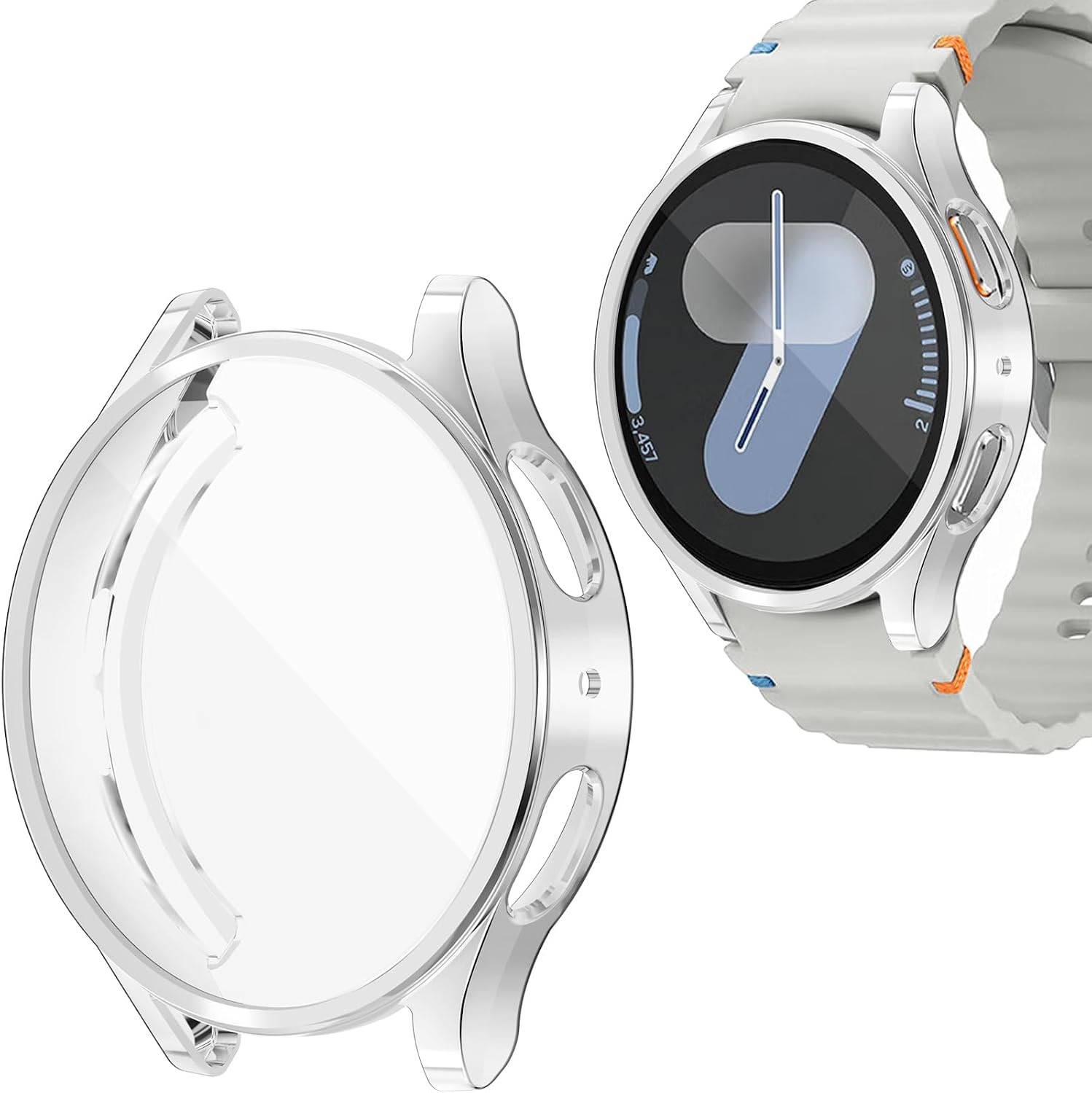 Case for Samsung Galaxy Watch 7 44mm Flexible TPU Protective Cover Silver