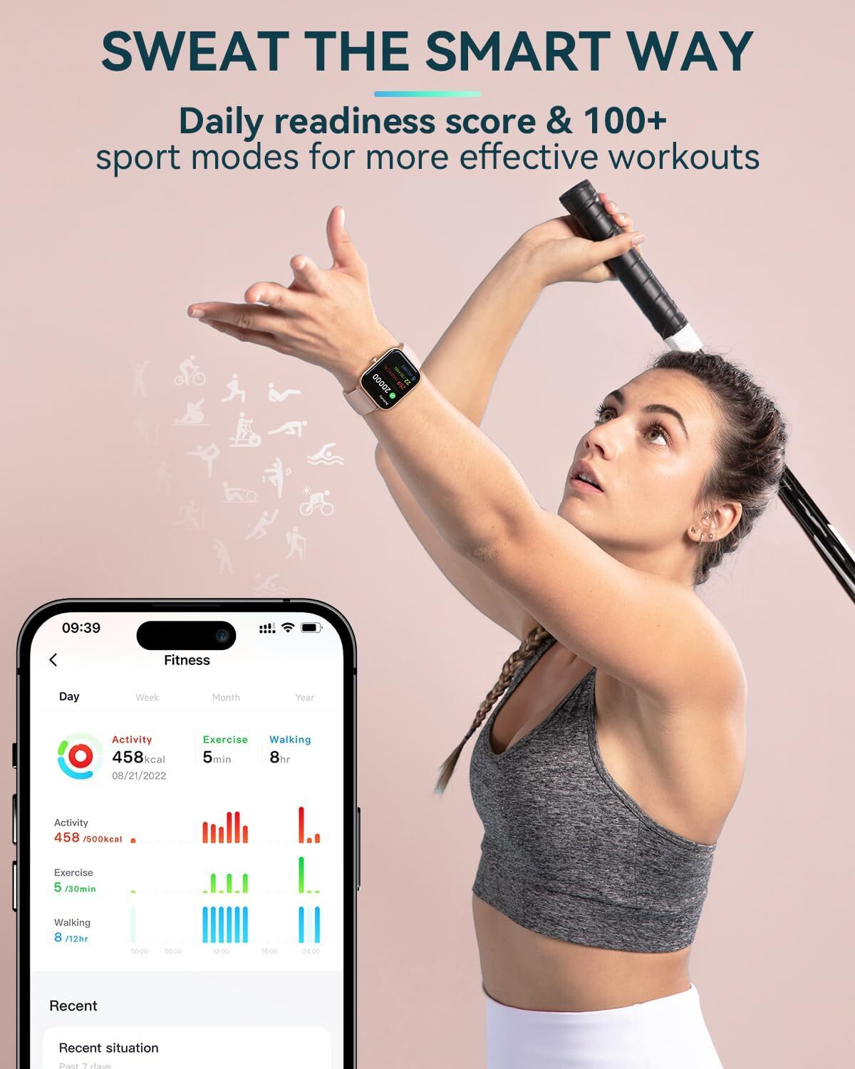 AEAC Smart Watch with Alexa, Bluetooth Fitness Tracker, Heart Rate Monitor