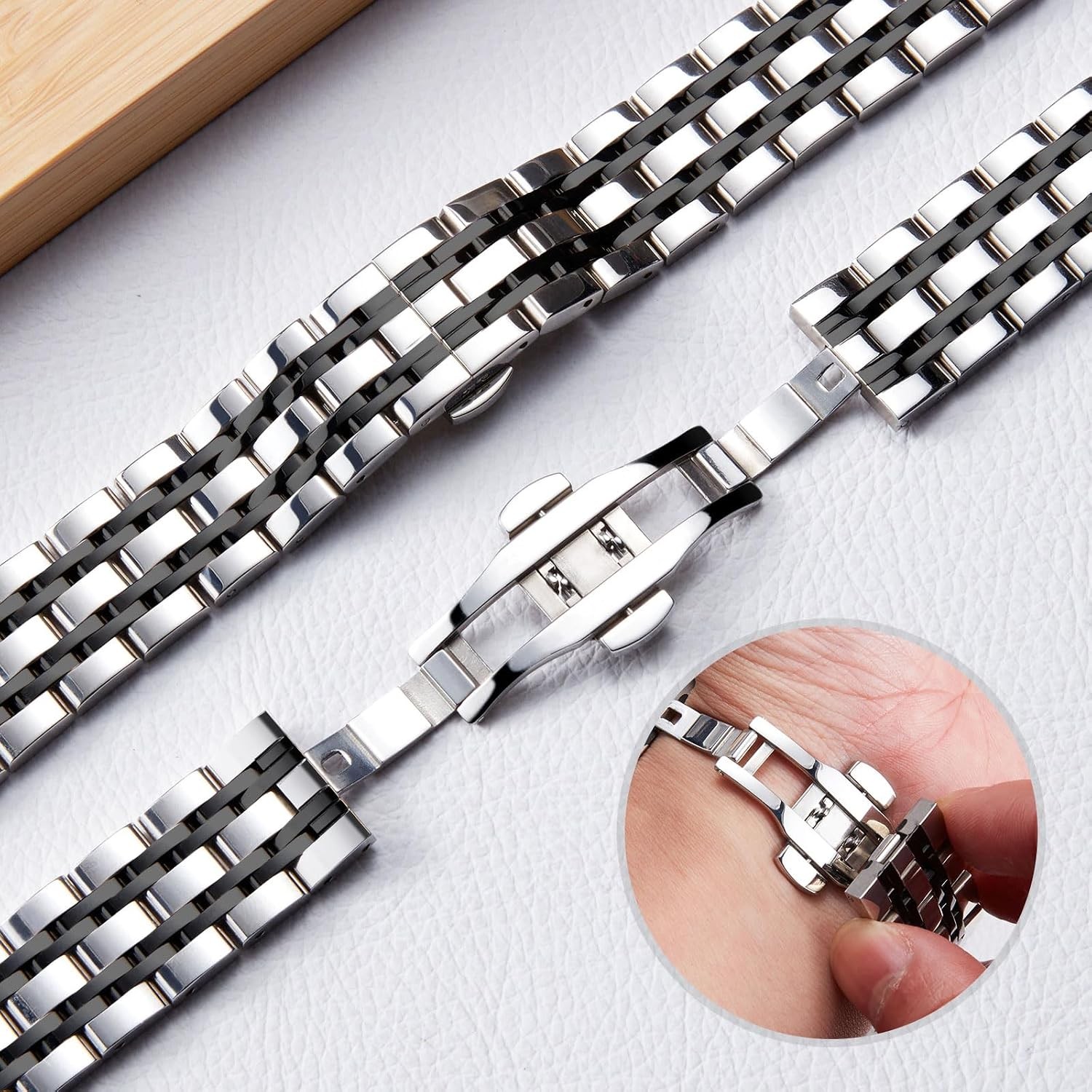 Stainless Steel Watch Band for Men Women 12mm-24mm Adjustable 6 Colors