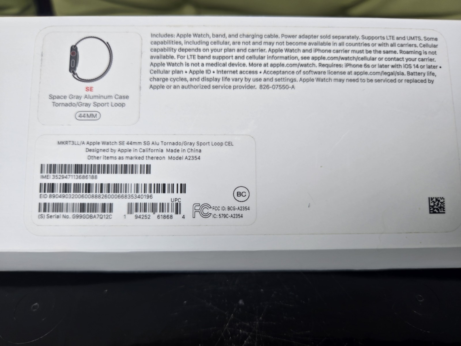 Apple Watch MKRT3LL/A SE 44mm SG ALU Tornado Gray Sport Loop