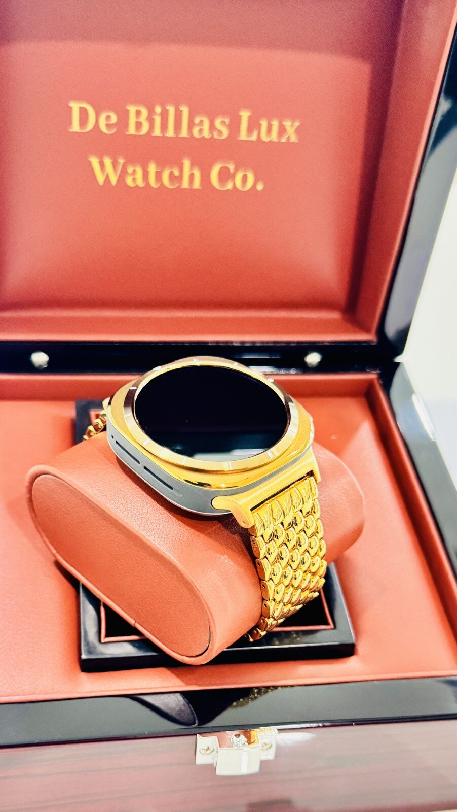 CUSTOM GOLD Samsung Galaxy Watch Ultra Black 47mm 24k Gold Plated Links Band