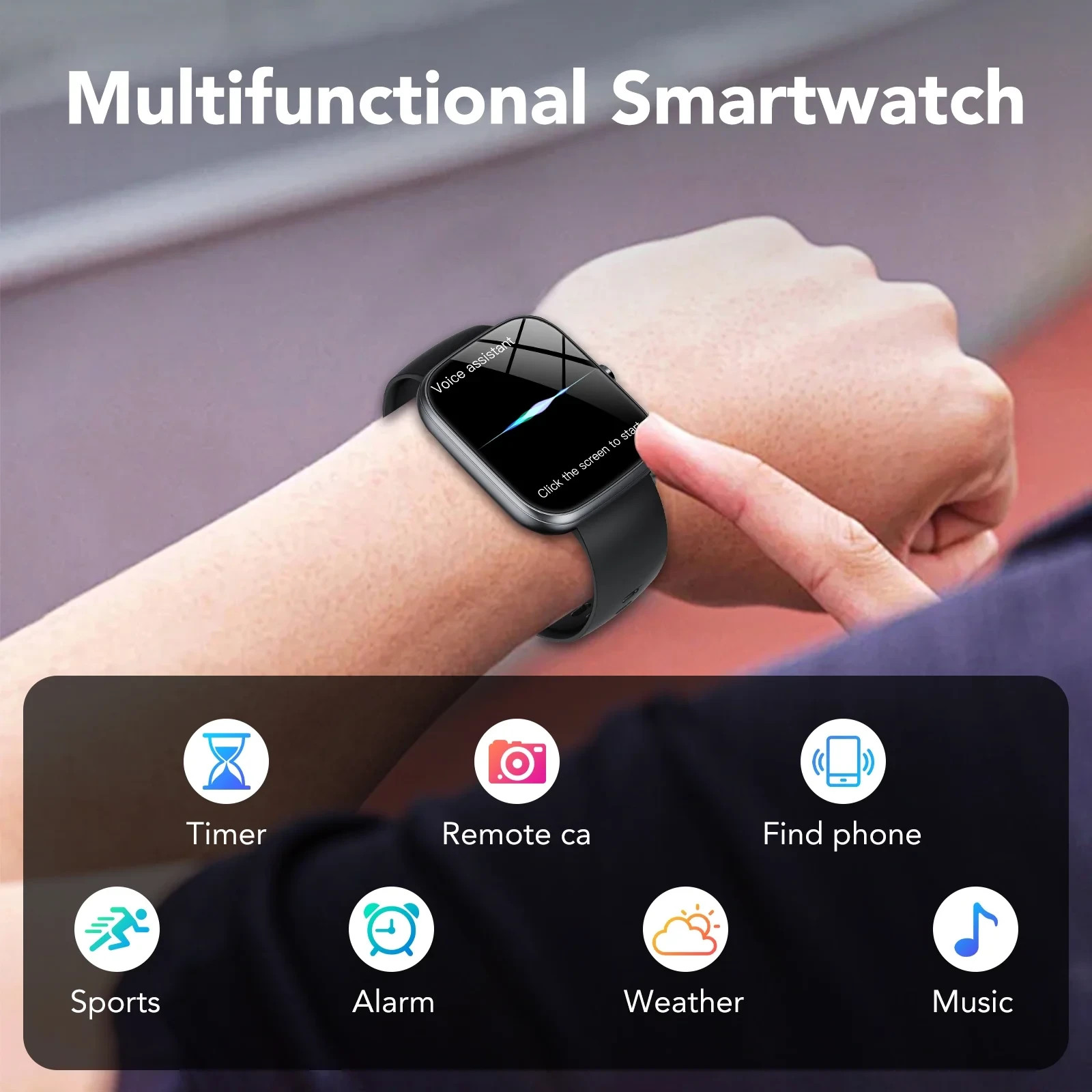 Smart Watch Fits for Android and IPhone, IP68 Waterproof Smartwatch – Black