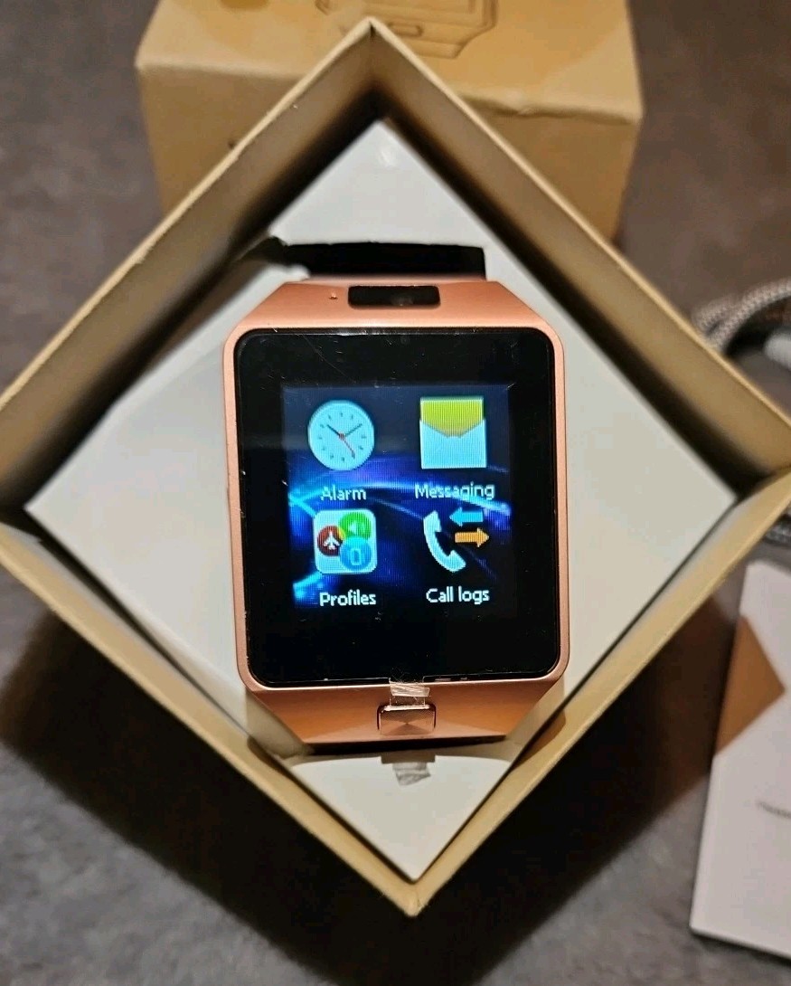 Smart Watch DZ09 Bluetooth Smartwatch with Camera Rose Case Brown Strap