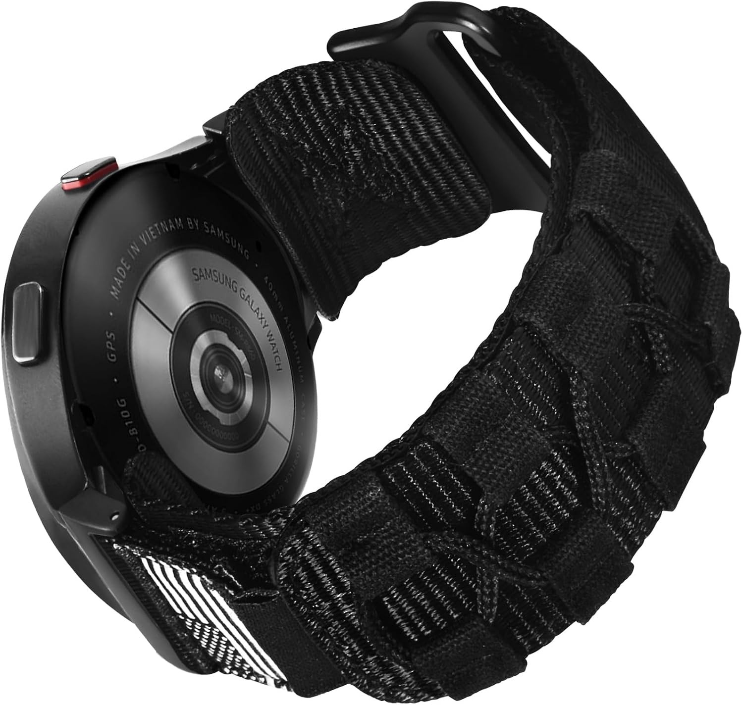 Nylon Woven Loop Sport Adjustable Strap for Galaxy Watch 6 44mm/5 Pro 45mm, Blac