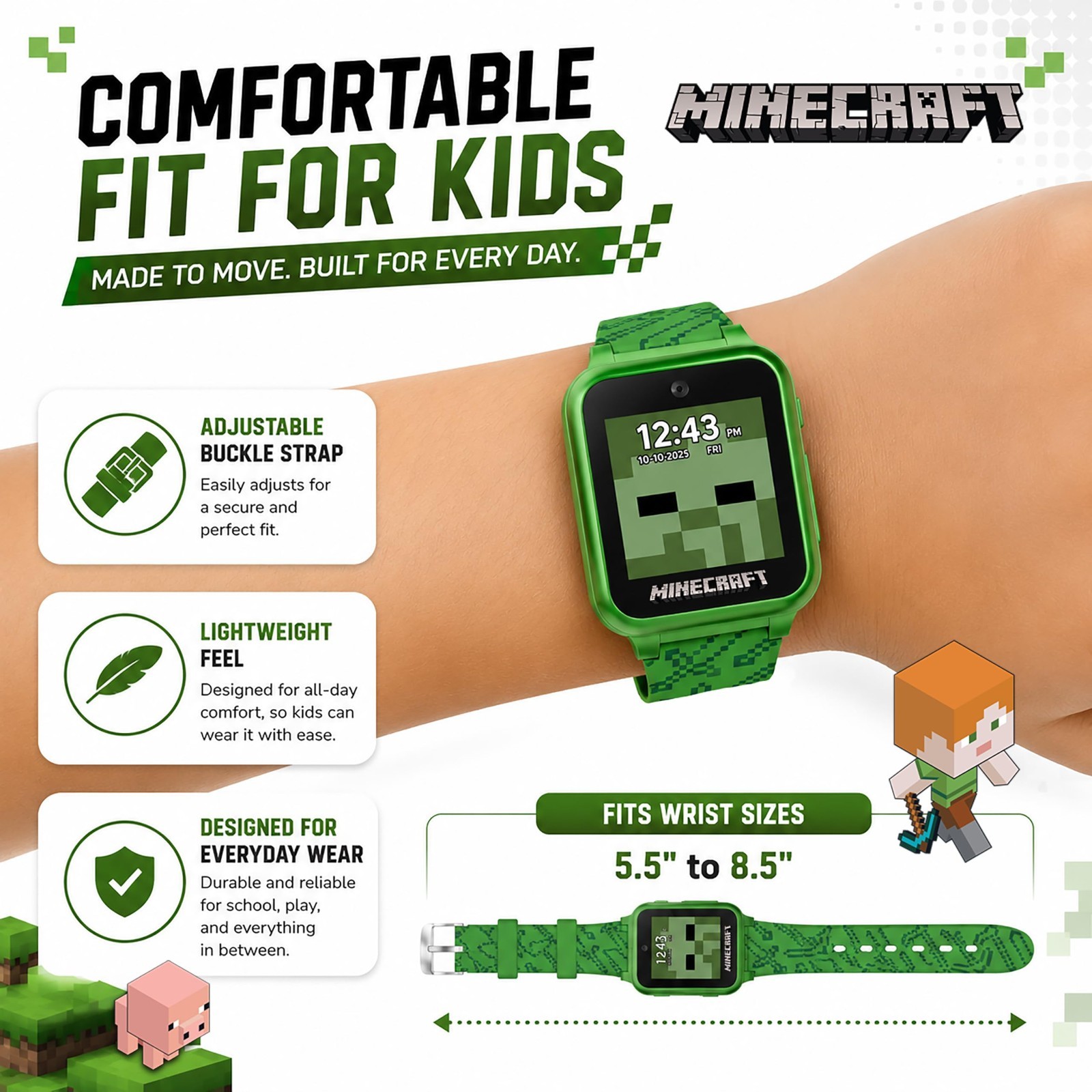 Interactive Kids Smart Watch – Touchscreen, Camera, Games, Alarm, Pedometer, Fit