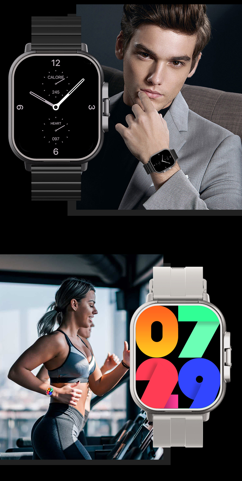 Wireless Headphones Bluetooth Smart Watch Touch Screen Bluetooth Call Bracelet