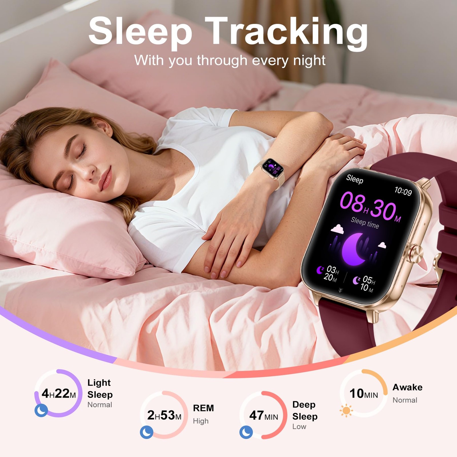 Smart Watches for Women (Android&iPhone), 1.85″ HD with Calls/Messages/Notifi…