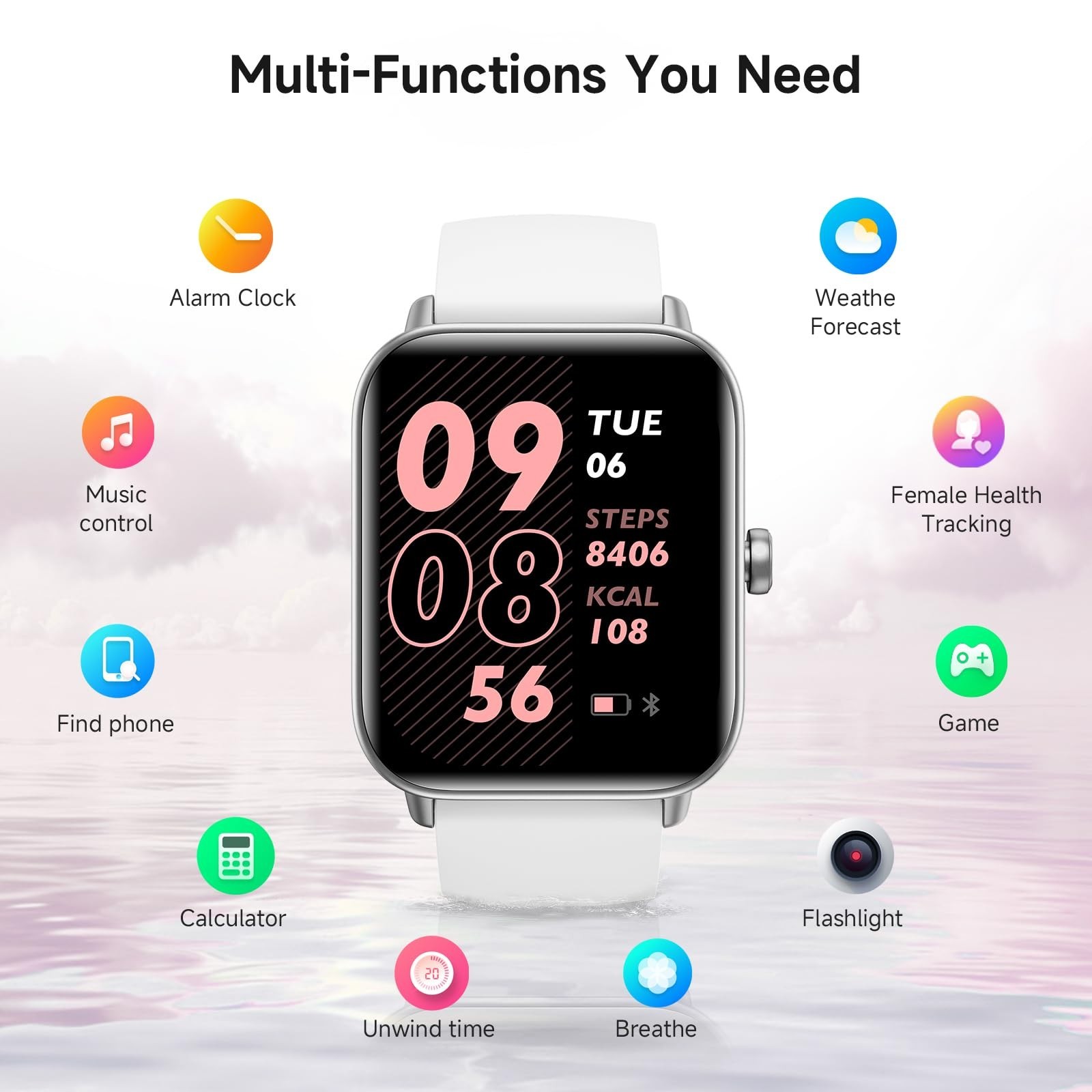 Women’s Smart Watch 1.85″ AMOLED Display, Fitness Tracker, Heart Rate, IP68 Wate