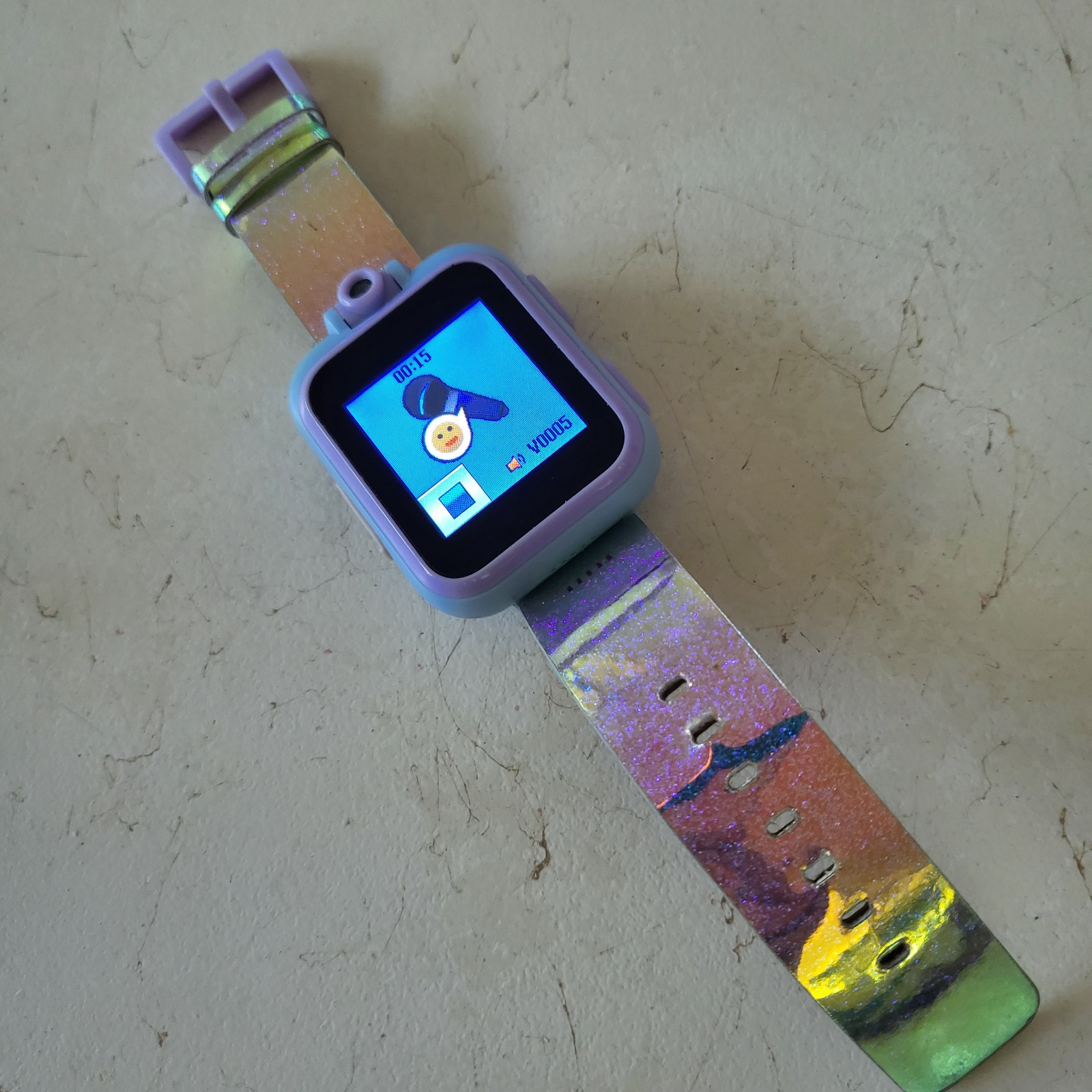 iTouch Playzoom Kids Smartwatch Model 13079 – Blue & Purple w/ Irridescent Band