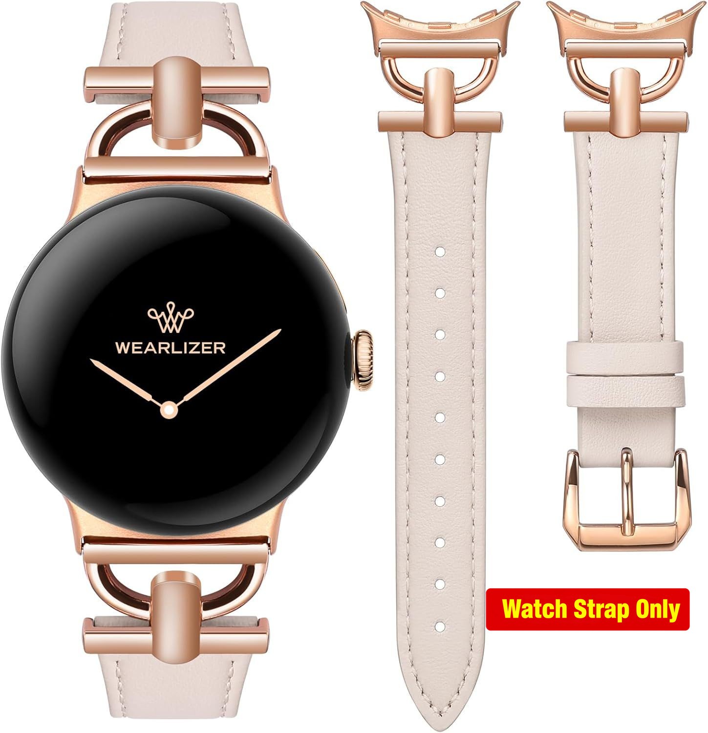 Leather Strap Compatible with Google Pixel Watch 41mm D-Shape Metal Buckle
