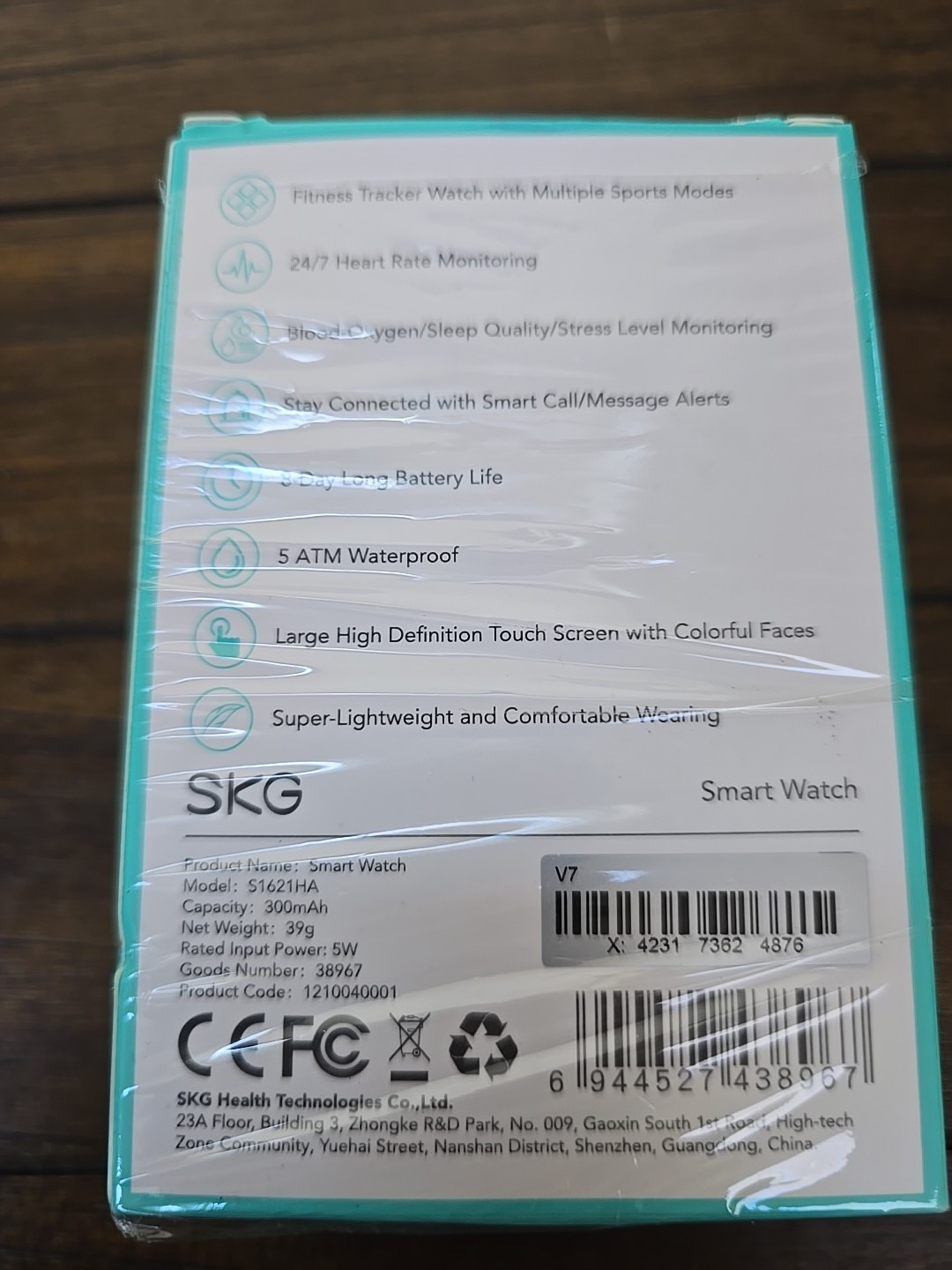 NIB SKG Smart Watch V7 Cyber For Android-iPhone iOS- Black