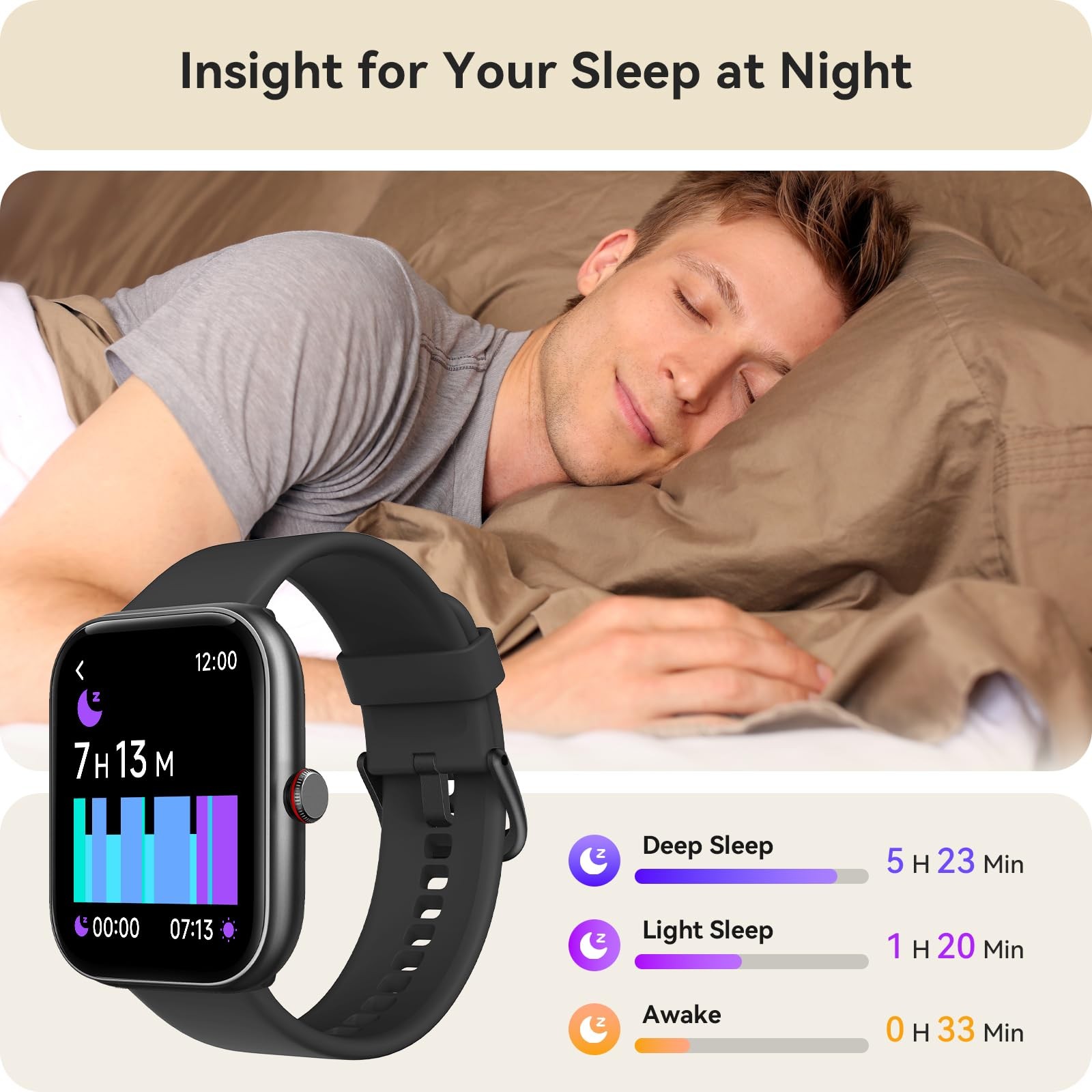 Smart Watch for Women Men, Smartwatch iPhone & Android 1.91, Starry Black