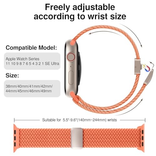 Soft Nylon Solo Loop Sport Strap Compatible with Apple Watch Series 7 41mm 45mm
