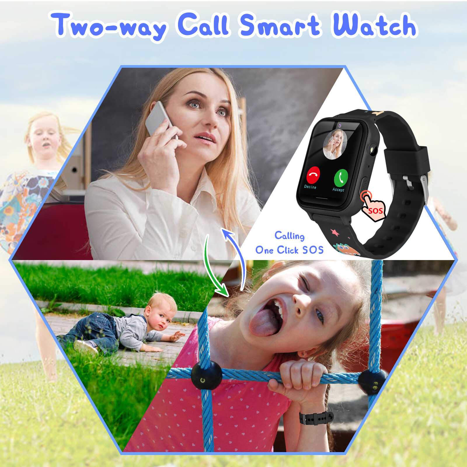 Waterproof Kids Smart Watch Anti-lost Safe GPS Tracker SOS Alarm Camera Call