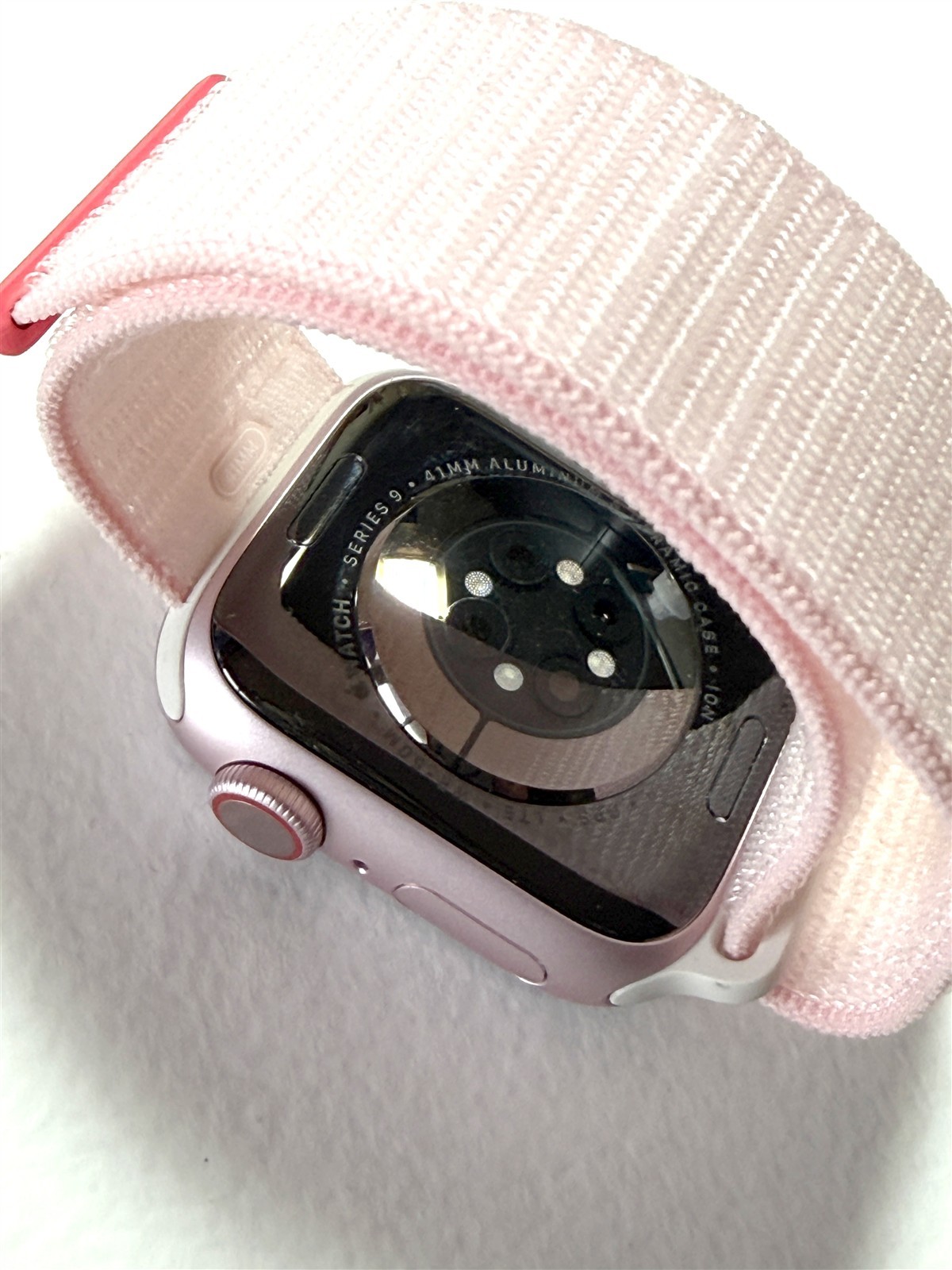 Apple Watch Series 9 41mm, Pink Case with Light Pink Sport Loop (GPS + Cellular)