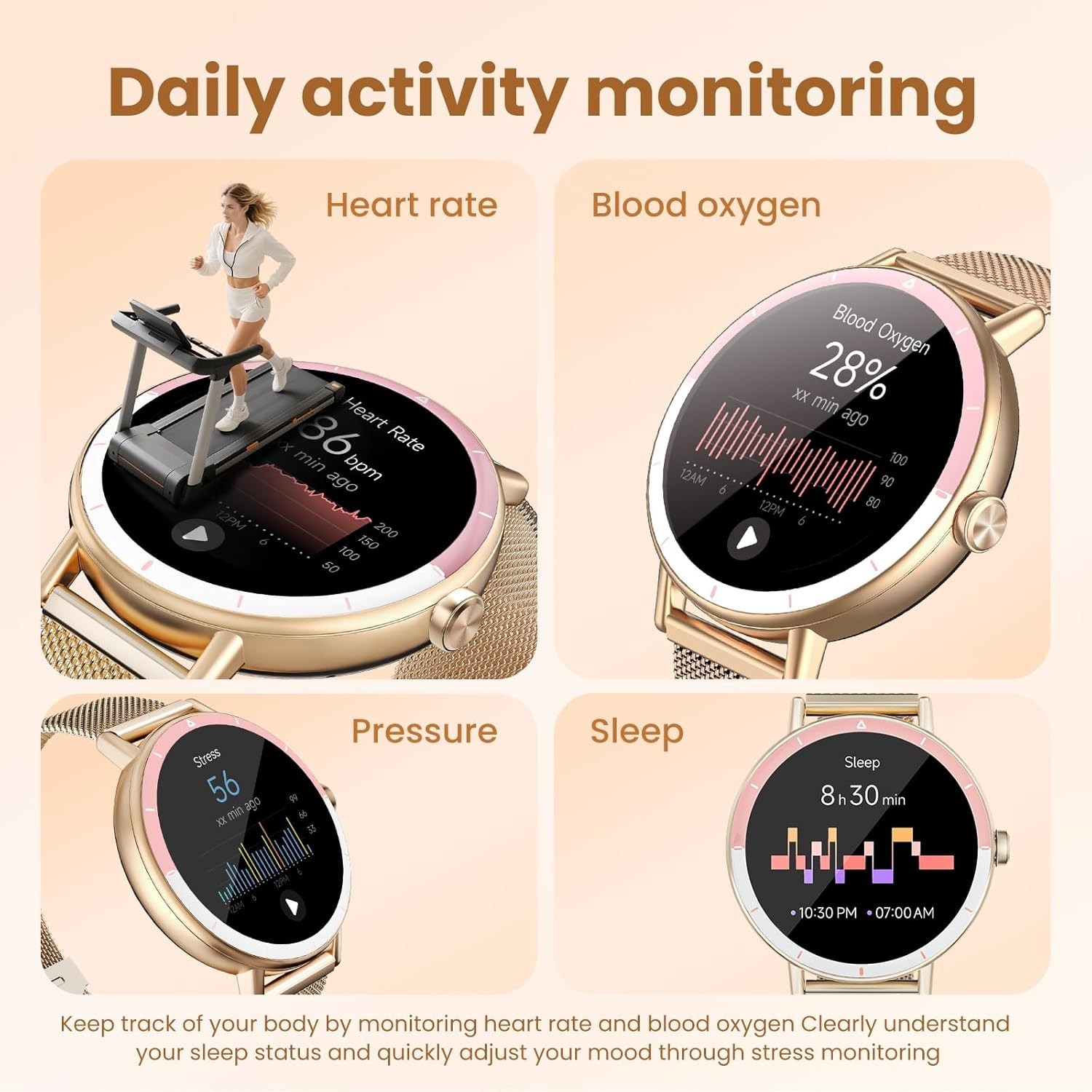 Smart Watch for Men/Women Android & iPhone, 1.27″ Touch Screen Fitness Tracke…