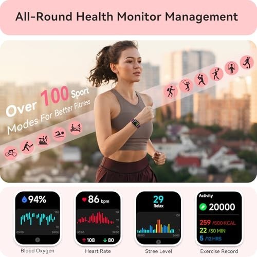 Smart Watch for Men & Women, 1.91″ HD Fitness Tracker, Bluetooth, IP68 Waterproo