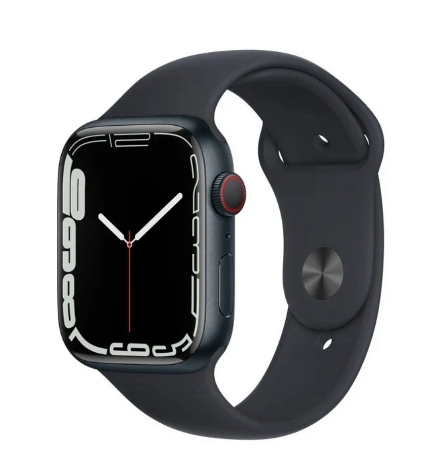 Apple Watch Series 7 45mm Aluminum Case, Sport Band – Midnight (GPS + Cellular)