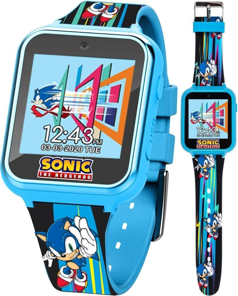 Accutime Sonic the Hedgehog Kids Smart Watch Blue Sonic Interactive Touchscreen