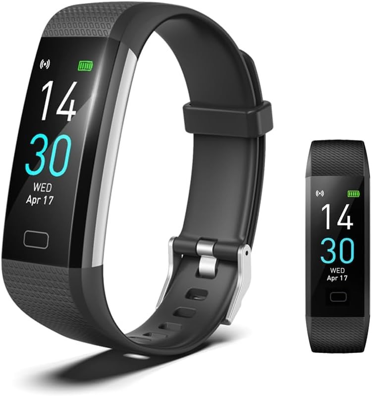 Stylish Slim Fitness Tracker with Heart Rate Monitor & Sleep Analysis – Black