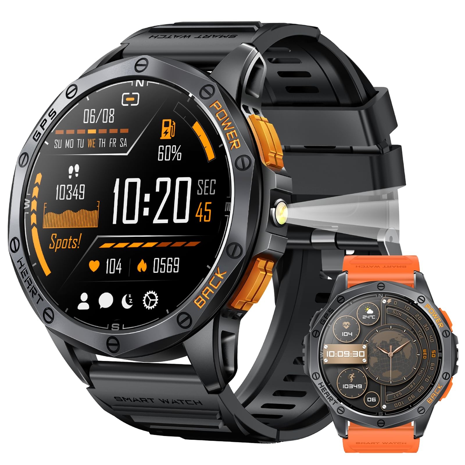 Military Smart Watch Men GPS 1.43 Inch AMOLED Bluetooth Calls Outdoor Sport M…