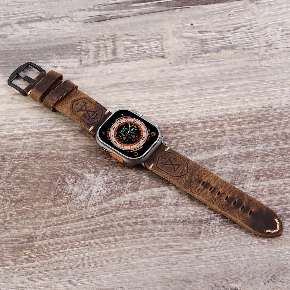 Leather Strap for Apple Watch Ultra 2/1 49mm 45mm 44mm 42mm 41mm 40mm 38mm
