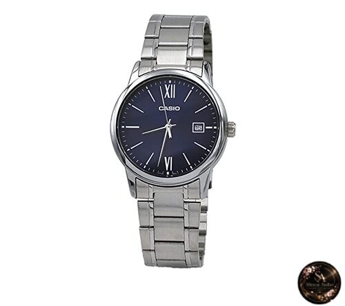 Casio MTP-V002D-2B3 Men’s Standard Analog Stainless Steel Date Roman Blue Dial