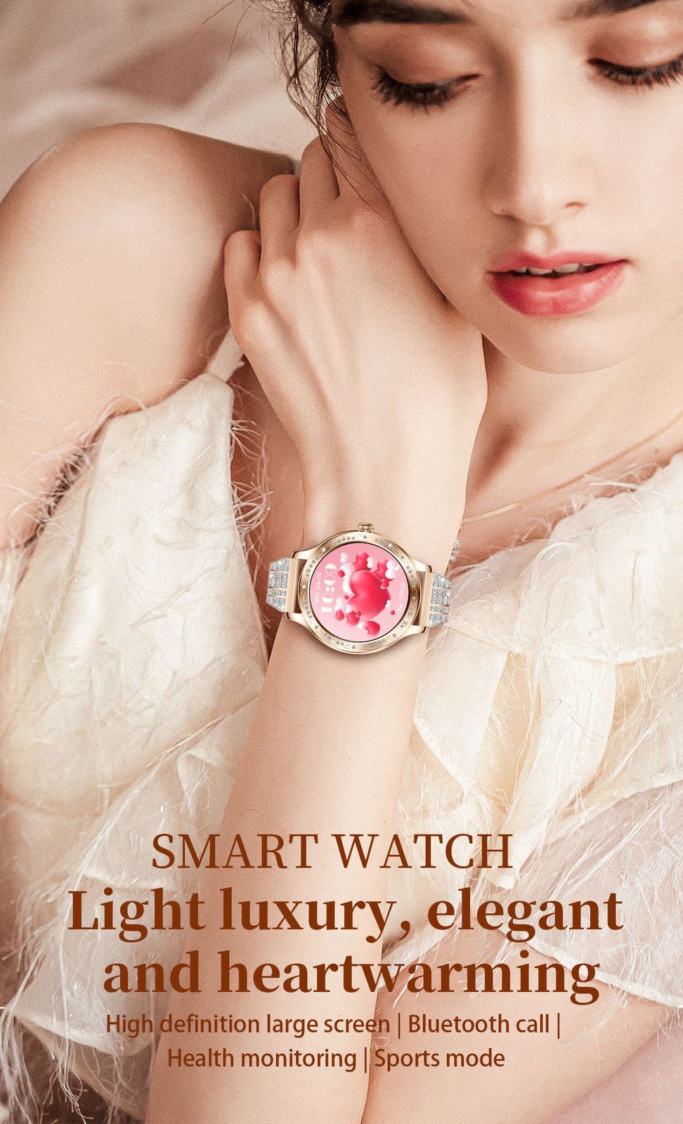 Women Girls Smart Watch Sleep Monitor Bluetooth Smartwatch for Android iOS Phone
