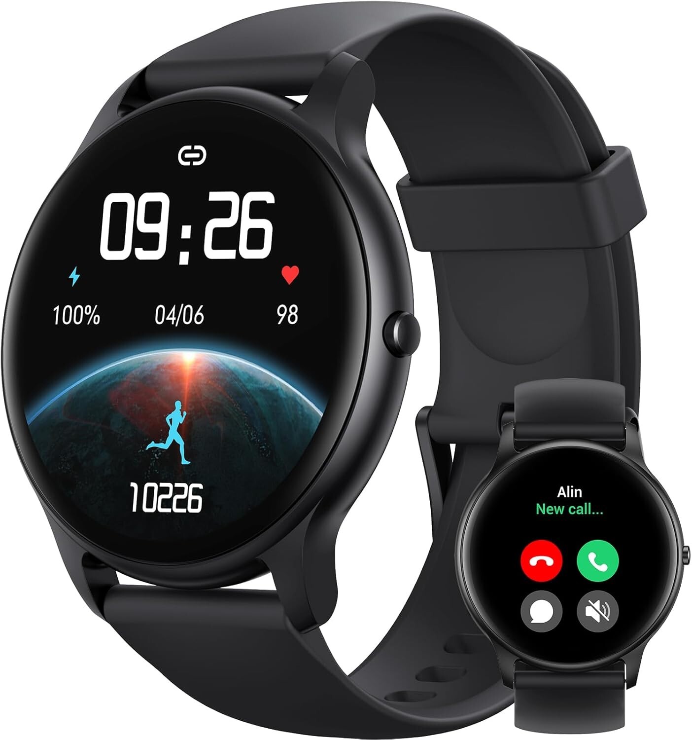 Round Smart Watch Waterpoof/Heart Rate/Steps for Motorola moto g power 5G (2024)
