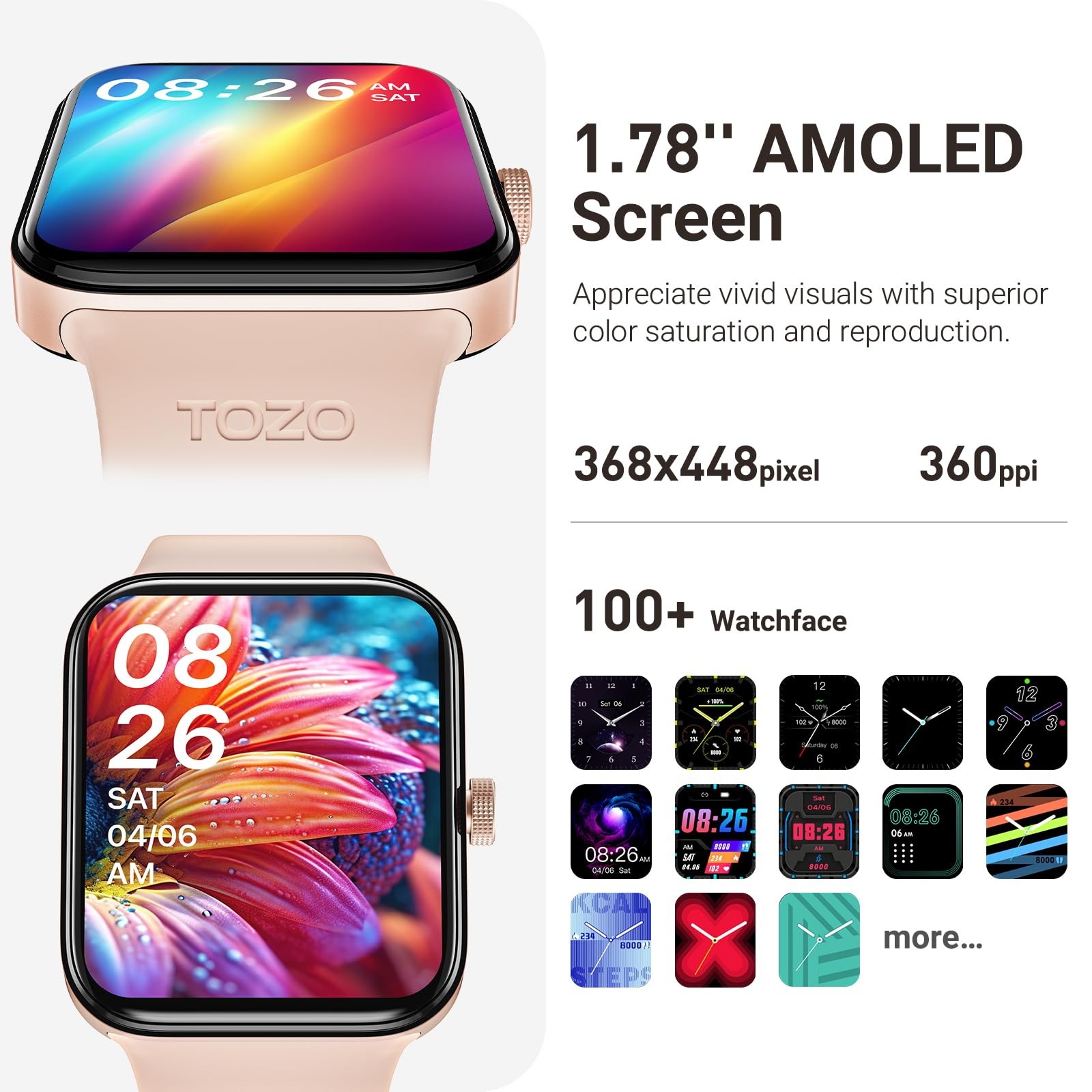 TOZO AMOLED S4 AcuFit One Smart Watch 1.78″ Ultra-Clear BT Call Health Tracker