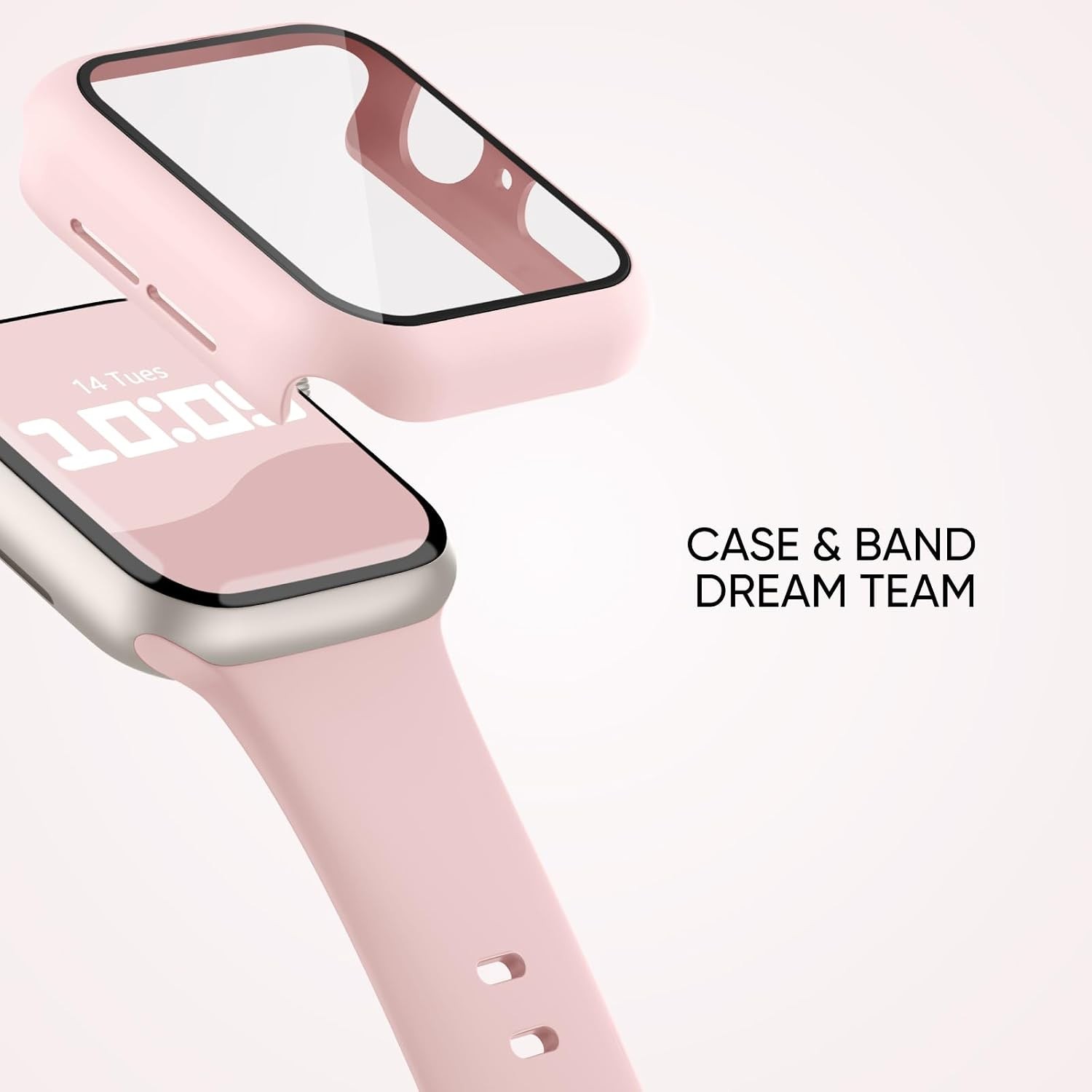 2 Pack Band with Case & Screen Protector for Apple Watch Series 9 41mm 45mm